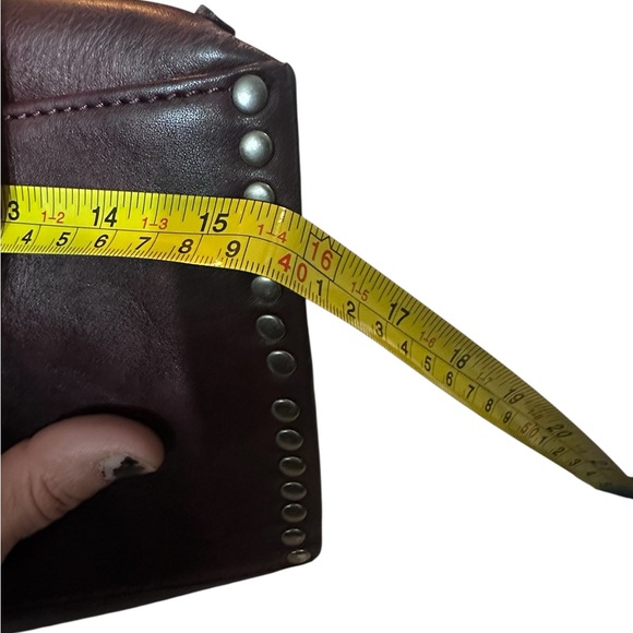 Old Trend Soul Stud Leather Satchel Bag burgundy rusty red - Picture 8 of 16